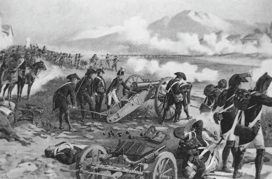 Bataille du pont de Lodi - par Felicien de Myrbach - parue dans Life of Napoleon Bonaparte de William Sloane